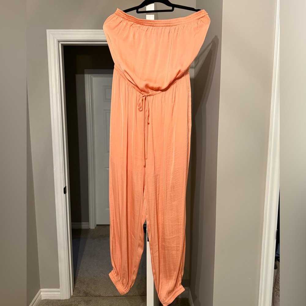 Naked Zebra Orange Jumpsuit Wide-Leg Elastic Waist